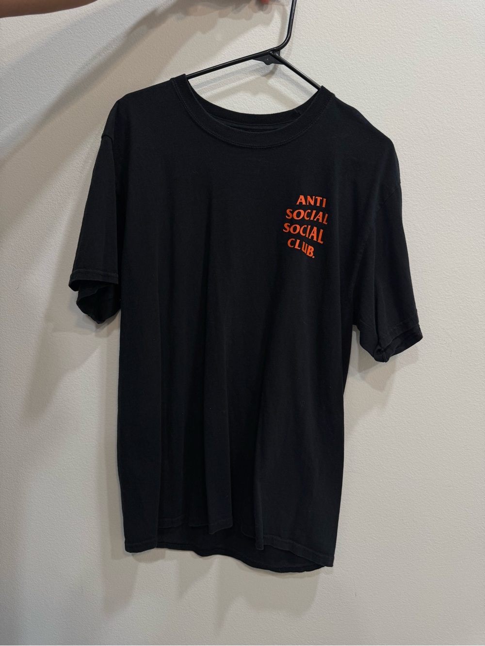 Anti Social Social Club Black Tee with Orange Chest Logo
